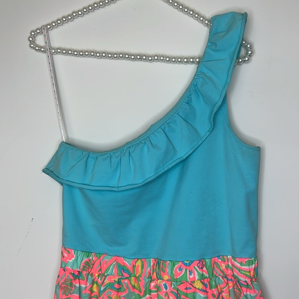 Lilly Pulitzer Blue Asymmetrical One-Shoulder Sundress ~ Size Medium - Picture 2 of 7